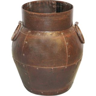 Vase Décoratif En Métal Marron Style Vintage Industriel