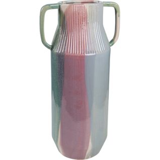 Vase Décoratif En Céramique Multicolore Avec Anses Élégantes