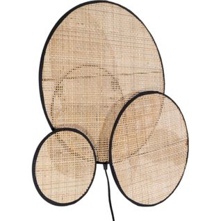 Applique Murale Bambou Cercles Design Naturel Bord Noir