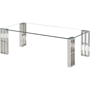 Table Console En Inox Et Verre Trempé Design Argenté
