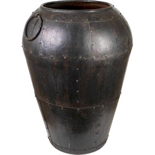 Vase Décoratif En Métal Noir Style Industriel Élégant