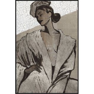 Tableau Élégant Femme Chic Effet Feuille D Argent Sur Toile - 83 X 123 Cm