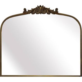 Miroir Métal Doré Avec Ornement Feuillage Élégant