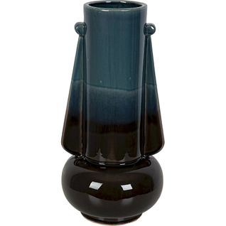 Vase Décoratif En Céramique Bleu Noir Finition Brillante