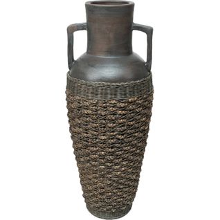 Vase Décoratif Terracotta Et Rotin Style Naturel Élégant