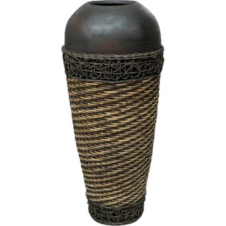 Vase Décoratif Terracotta Et Rotin Esprit Naturel Élégant