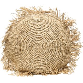 Coussin Rond En Fibres Naturelles Avec Franges Bohème