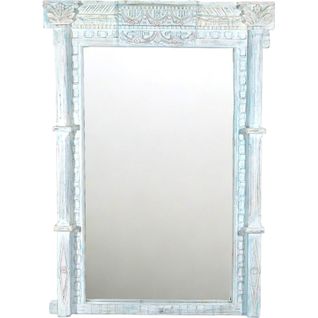 Miroir Cadre En Bois De Teck Style Artisanal Beige