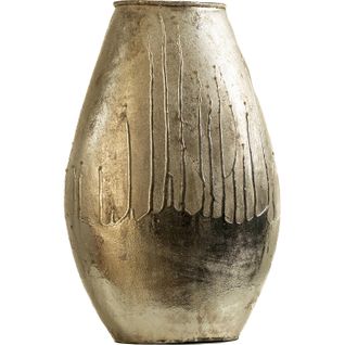 Vase Décoratif Aluminium Champagne Finition Artisanale Élégante