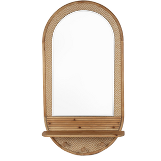 Miroir Bois Naturel Avec Patère Et Étagère Entrée Élégante