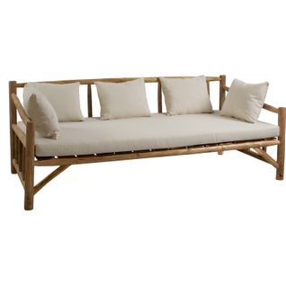 Canapé En Teck Naturel Avec Coussins Confortables