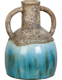 Vase Terracotta Décoratif Bleu Et Marron Style Artisanal