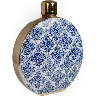 Vase Décoratif Rond En Porcelaine Motif Bleu Et Blanc