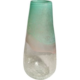 Vase Décoratif En Verre Soufflé Vert Et Blanc Élégant