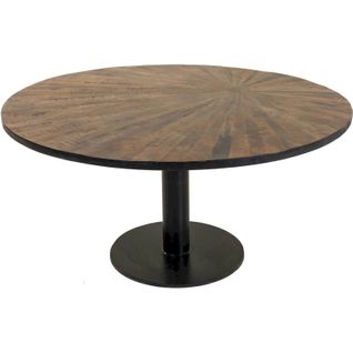 Table Basse Ronde En Bois Et Métal Style Contemporain Marron