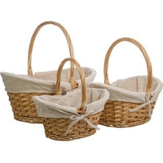 Panier En Osier Naturel Doublé Coton Pour Rangement Élégant