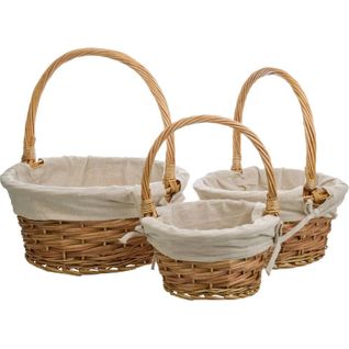 Panier En Osier Naturel Avec Doublure Coton Pour La Maison