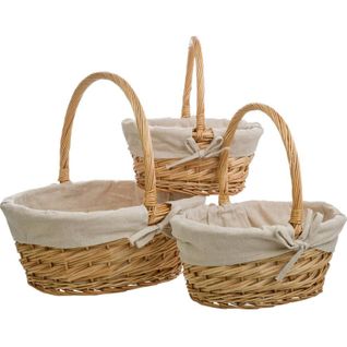 Panier En Osier Naturel Doublé Coton Pour Rangement Déco Maison
