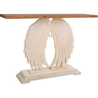 Console Bois Sculpté Esprit Vintage Ailes D'ange Élégante