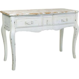Console Élégante Trois Tiroirs Finition Blanc Antique
