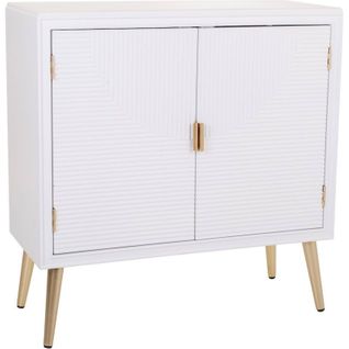 Console Blanche Élégante En Bois Mdf Pieds Dorés Style Moderne