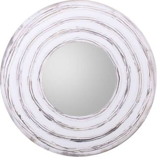 Miroir Mural Rond Blanc Peint à La Main Style Artisanal