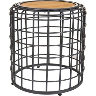 Table D'appoint Style Industriel Bois Et Métal Noir