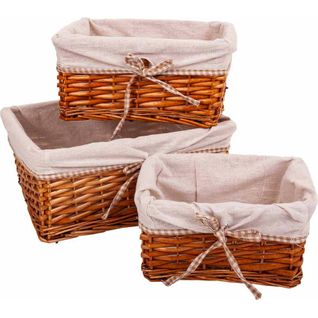 Panier En Osier Naturel Avec Doublure Textile Élégante