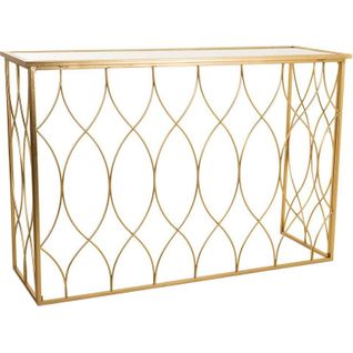 Console Élégante Dorée En Métal Et Verre Pour Entrée Moderne