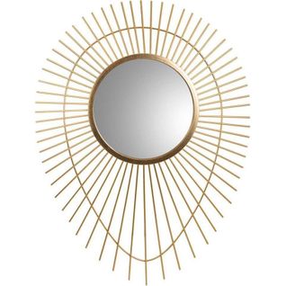 Miroir Mural Doré Design Soleil En Métal Et Verre