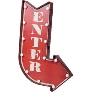 Plaque Décorative Flèche Lumineuse LED Rouge Style Vintage