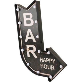 Plaque Décorative LED Noire Flèche Ambiance Bar Happy Hour
