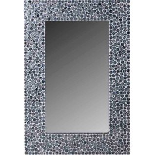 Miroir Rectangulaire Bois Bleu Finition Nacre Grise Et Crème