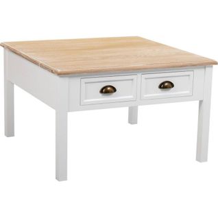 Table Basse Blanche En Bois Avec Tiroirs Ambiance Élégante