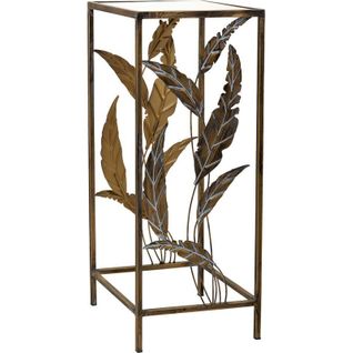 Table D'appoint Dorée En Fer Design Feuilles Élégantes