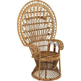 Fauteuil En Rotin Naturel Style Paon Avec Accoudoirs