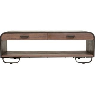 Table Basse Bois Et Métal Noir Style Industriel Élégant