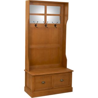 Console D Entrée En Bois Avec Miroir Banc Et Rangements