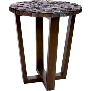 Table Dappoint Ronde Bois Et Nacre Style Contemporain Bronze