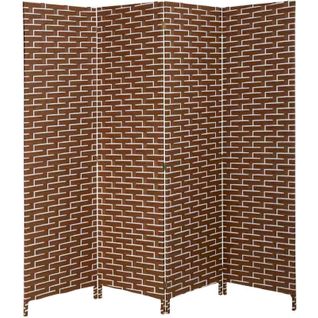 Paravent Décoratif Tressé En Papier Blanc Et Marron Élégant