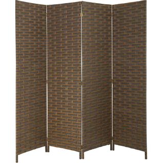 Paravent Tressé En Papier Effet Café Et Jaune Élégant