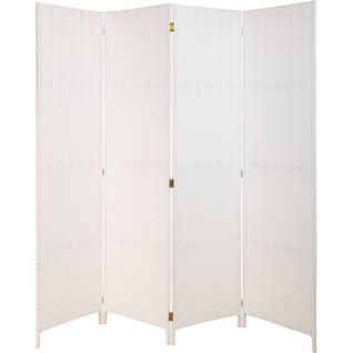 Paravent Décoratif Tressé En Papier Blanc Élégant
