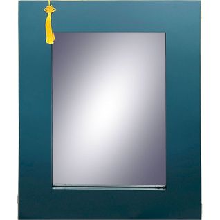 Miroir Mural Rectangulaire Bleu Contemporain Cadre Métal