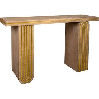 Console Art Déco Bois Naturel Et Métal Doré Style Élégant