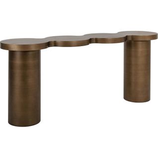 Console Élégante En Fer Finition Doré Brossé Pour Entrée Moderne