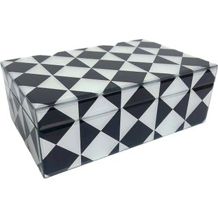 Boîte De Rangement Design Verre Et Mdf Noir Blanc Élégant