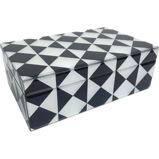 Boîte De Rangement Design Verre Motif Géométrique Noir Et Blanc