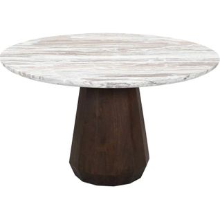 Table à Manger Ronde En Marbre Et Bois Style Contemporain