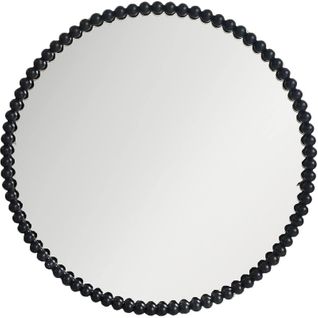 Miroir Rond Décoratif Noir Perlé Élégant Pour Salon Moderne
