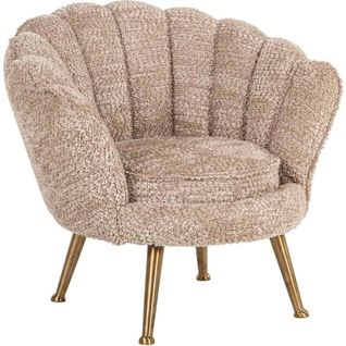 Fauteuil Lounge Enfant Beige Pieds Dorés Design Doux